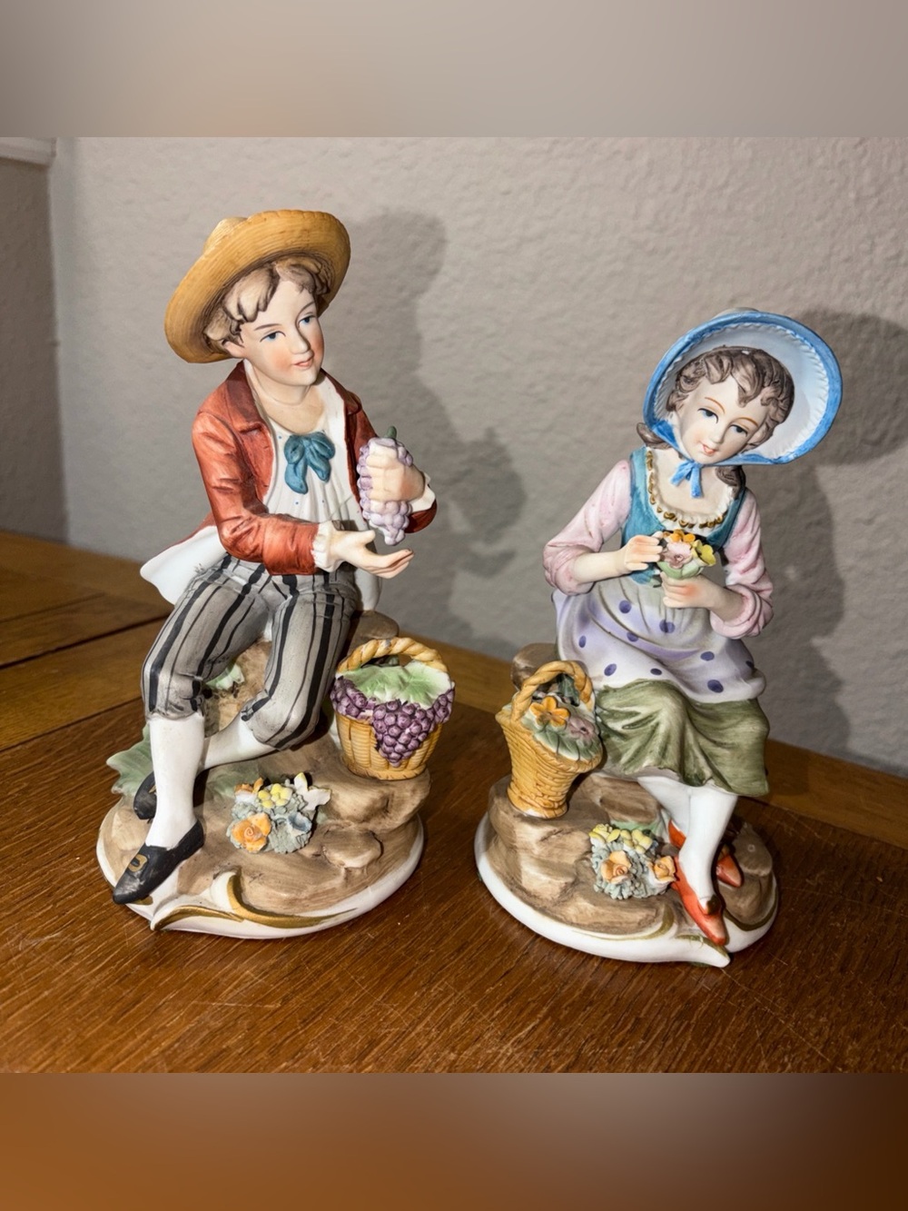 Vintage Brinn’s Japan Porcelain Boy And Girl Figurines Pair 7”